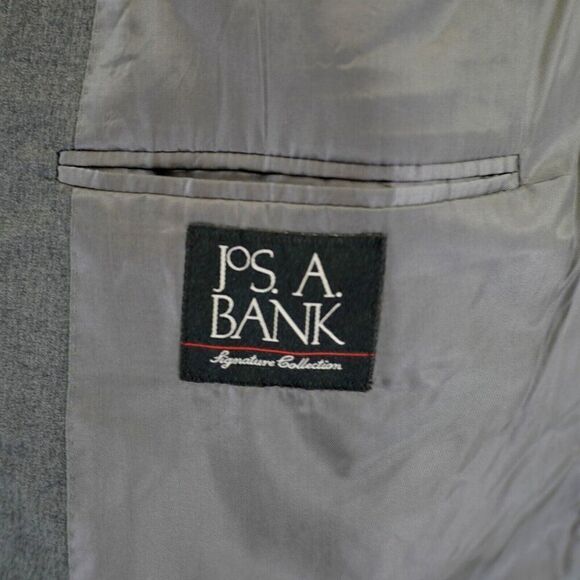 DAMAGED Jos A Bank Portly Gray Wool‎ 46R Tagged 46S 2 Button Suit Jacket - Picture 8 of 12